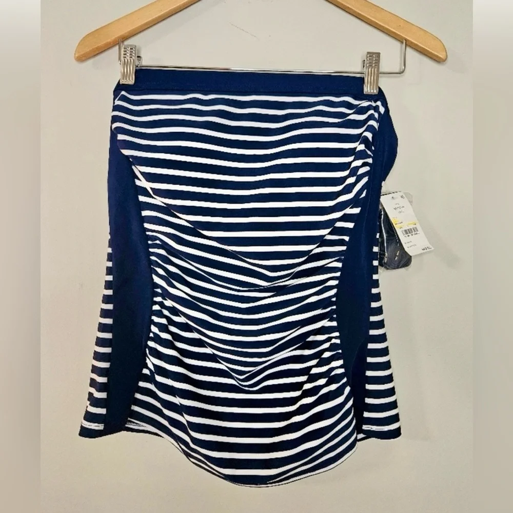 Lands' End Blue and White Tankini Top Swimsuit, Nautical Stripes NWT, XL (18) - Picture 2 of 4